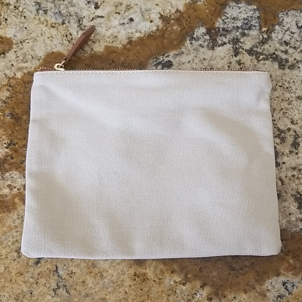 SALE! Natural Canvas Vegan Leather Cosmetic Bag